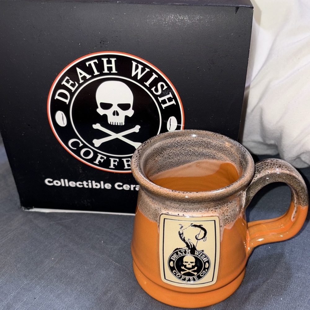 Death Wish  coffee collectible, ceramic mug, cauldron, aged pumpkin. 2019